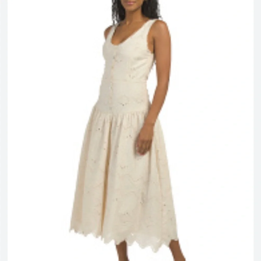 House of Harlow 1960 Cream Eyelet Midi Dress - Picture 4 of 8